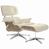 кресло eames style lounge chair & ottoman кремовое в Ставрополе