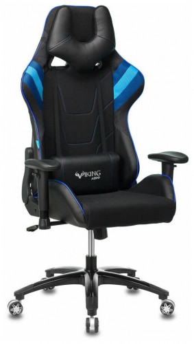 игровое кресло бюрократ бюрократ viking 4 aero, обивка: искусственная кожа, цвет: иск.кожа черная/ткань черная 26-28/сетка синяя(tw-10)-голубая(tw-55)-серая(tw-12) в Ставрополе