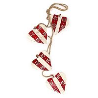 гирлянда новогодняя подвесная сердца в красную полоску со снежинками christmas hearts, 60 см в Ставрополе