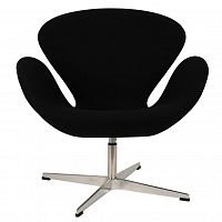 кресло arne jacobsen style swan chair черная шерсть в Ставрополе