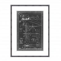 постер aeronautic blueprint 2 черный в Ставрополе