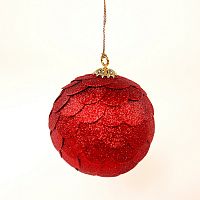 шар новогодний красный с блестящими чешуйками paper ball, 10 см в Ставрополе