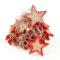 набор елочных украшений звезда деревянная с красным ободком christmas stars, 30 штук в Ставрополе