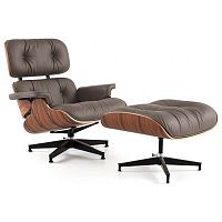 кресло eames style lounge chair кожа коричневое в Ставрополе