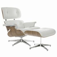 кресло eames style lounge chair & ottoman белое в Ставрополе