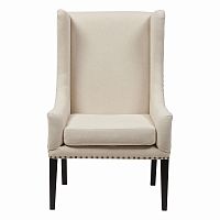 кресло мягкое с ушами белое nailhead fabric armchair в Ставрополе