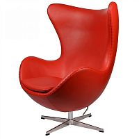 кресло arne jacobsen style egg chair кожа красное в Ставрополе