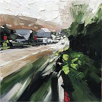 картина маслом зеленая улица в Ставрополе