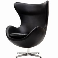 кресло с подлокотниками arne jacobsen style egg chair черное в Ставрополе