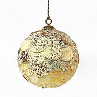 шар новогодний золотой с мраморными чешуйками paper ball, 10 см в Ставрополе