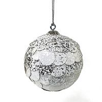 шар новогодний серебряный с мраморными чешуйками paper ball, 10 см в Ставрополе
