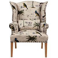 кресло мягкое с ушами quinn tufted armchair бежевое с рисунком в Ставрополе