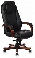 кресло для руководителя бюрократ бюрократ t-9923 walnut, обивка: натуральная кожа, цвет: кожа (black) в Ставрополе