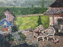 картина маслом во дворе в Ставрополе